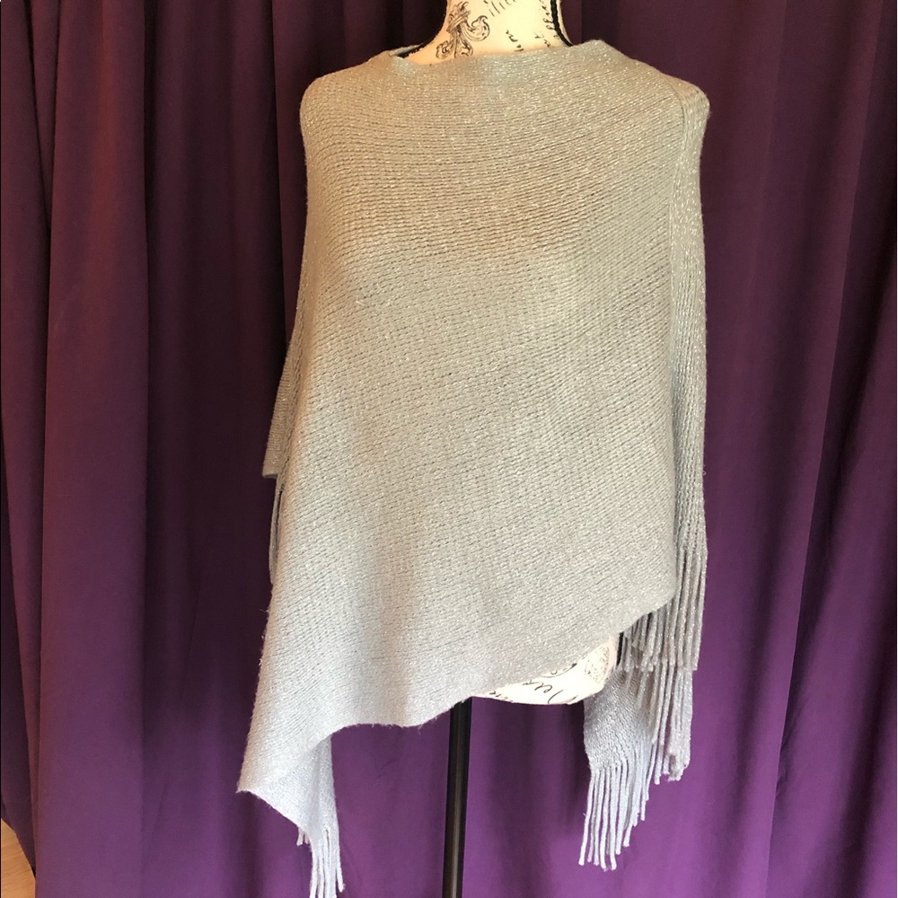 Grey/silver angled bottom Girls poncho